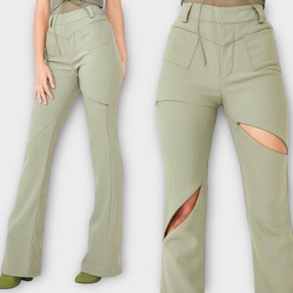 I.AM.GIA Pants - I AM GIA Valencia high waisted flare cargo zipper pants olive green size medium